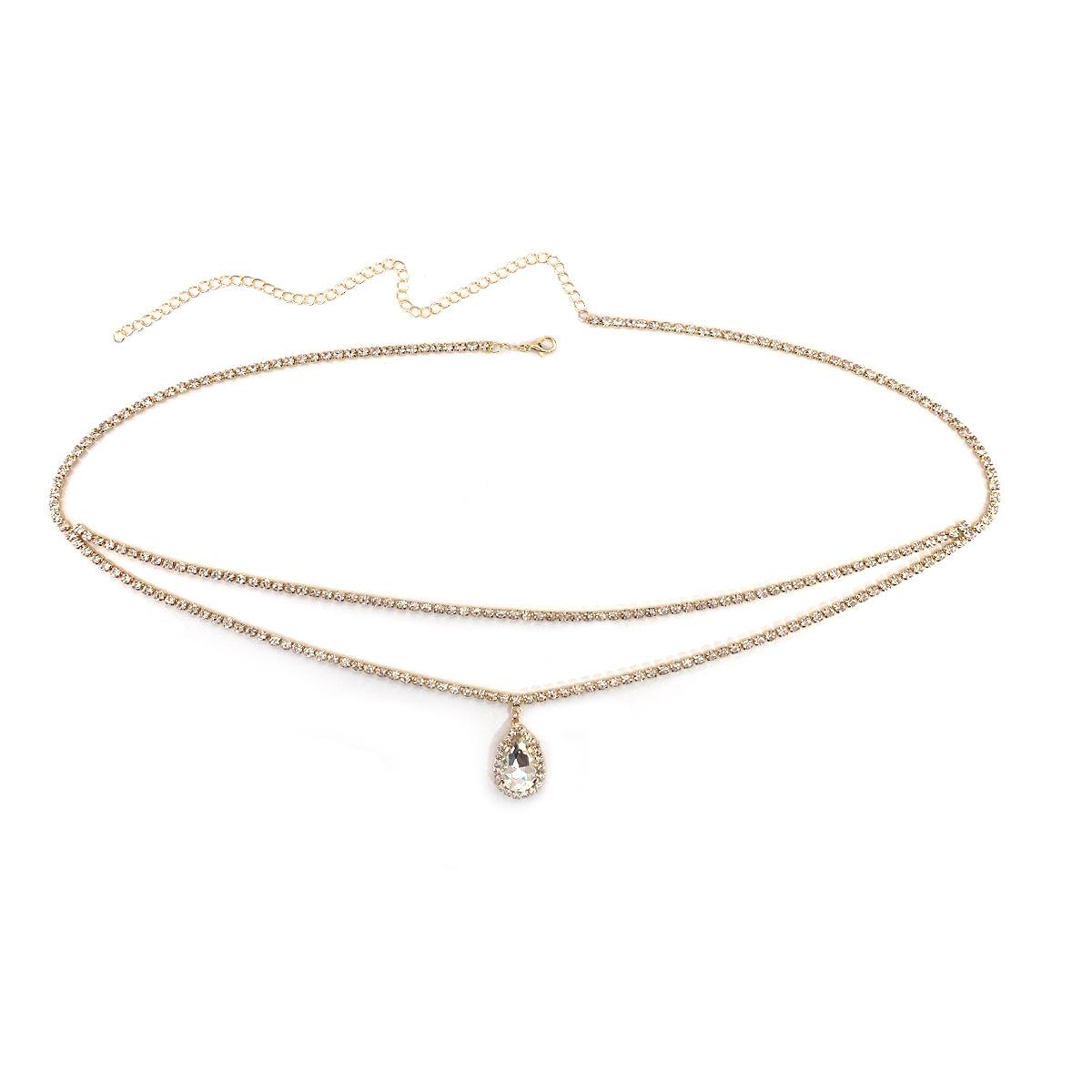 

Charm Full Rhinestone Heart Teardrop-shaped Butterfly Pendant Double-layer Bikini Waist Chain for Women Beach Sexy Body Jewelry
