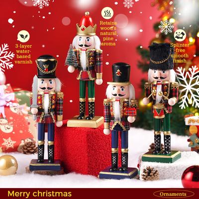 25CM Christmas Nutcracker Scottish Striped Soldier Handcrafted Decoration Christmas New Year Holiday Party Decoration Gift