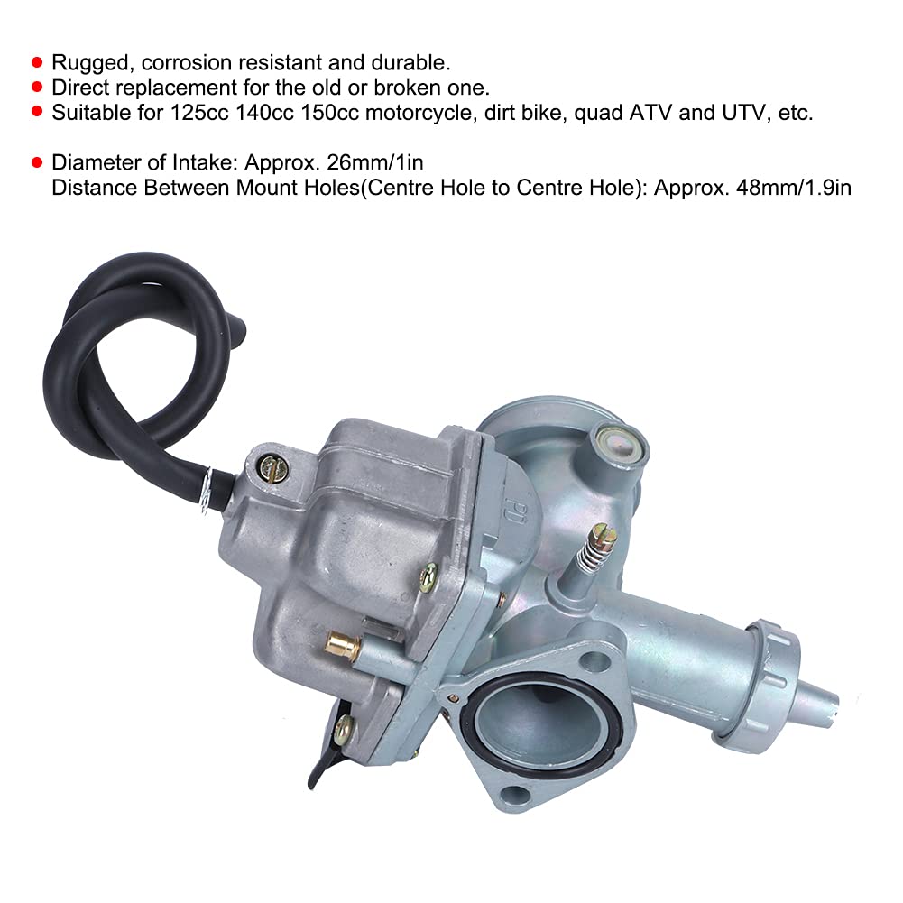 Motorcycle Carburetor PZ26 Replacement Carburetor for 125cc, 140cc, 150cc PIT PRO Bikes, Trail Bikes, Dirt Bikes, Quads, ATVs, Beach Bikes, and GYs