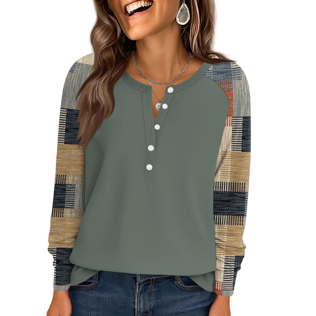 Women's Fashion  Loose Long Sleeve Round Neck Casual Top