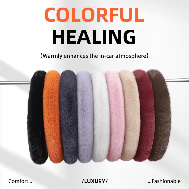 Suitable for Volkswagen Plush Steering Wheel Cover, Autumn and Winter Warm Non-Slip Protective Cover, Golf Tiguan Polo T-Roc Jetta Id.4 Id.3 Atlas