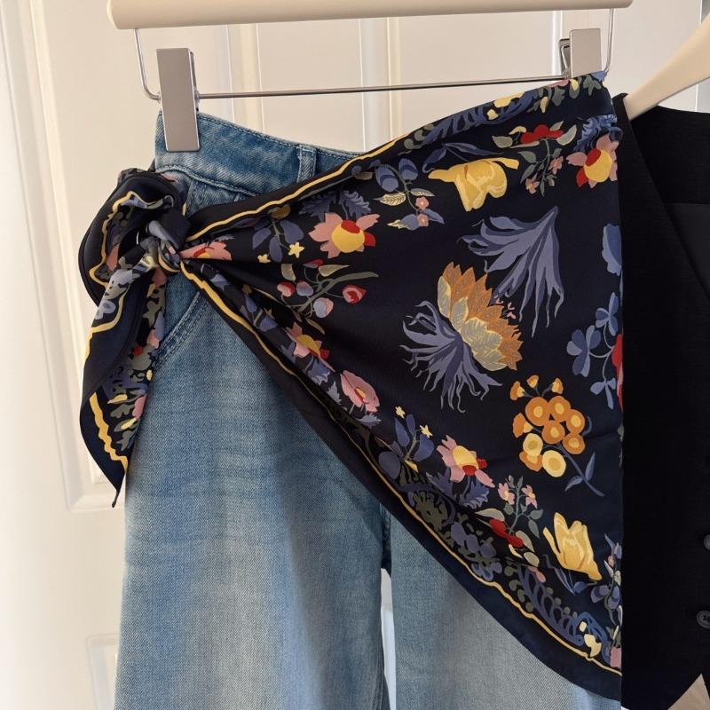 

Women s Floral Triangle Scarf 2026 New Design Versatile Belt Hem Decor Neck Kerchief Fashion Scarf Accessory 130x60cm