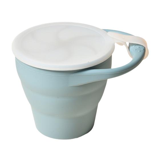 Snack Cup Soft Silicone Baffle 350ml Large Capacity Leak-Proof Foldable Portable Snack Container Kids Microwave Safe Fruit Biscuit Holder
