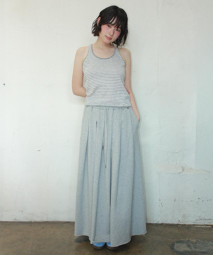 RONRON Sweat Pleats Long Skirt Gray