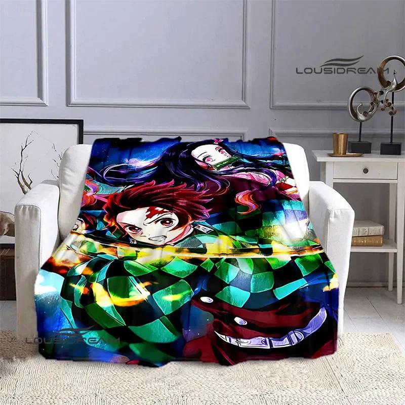 Demon Slayer Cartoon Deka s potiskem Dětské Teplé deky Flanel Měkká a pohodlná podšívka do postele Dárek k narozeninám