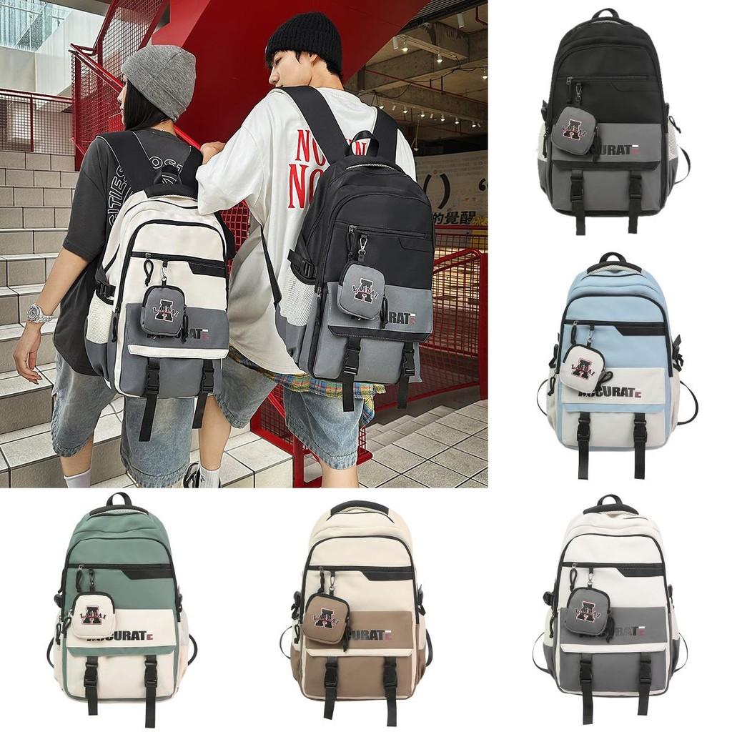 Blocked Fashionable Color Letter Printed Large Capacity Student Backpack