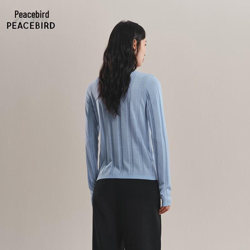 Peacebird Women's Vertical Stripe Semi-High Neck Knit Sweater