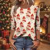 Women's Fashion Casual Christmas Print Three-Quarter Sleeve Neck T-Shirt