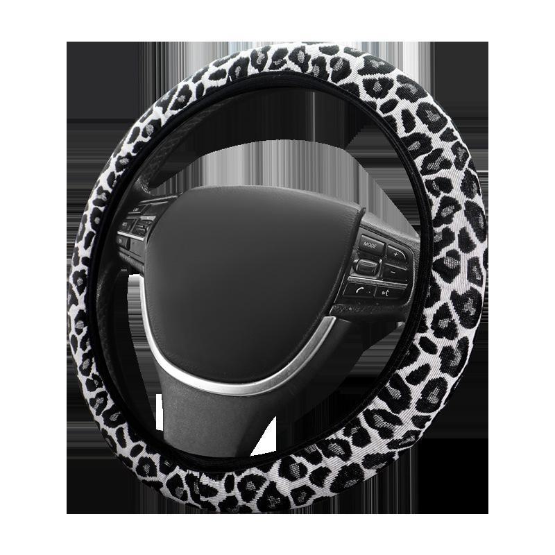 

2024 Новый чехол на руль автомобиля из хлопка и льна с принтом леопарда, следом кошки, бабочкой, енотом Universal