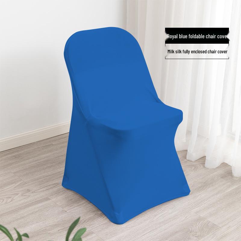 White Stretchable Folding Chair Cover for Weddings, Banquets, Hotels, and Restaurants - Dustproof & Decorative Full Coverage.