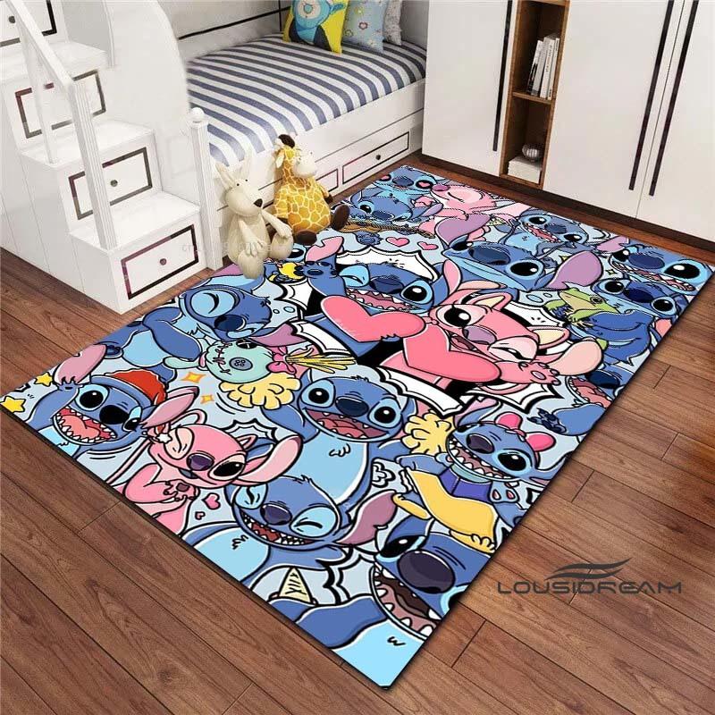 Tappeto Lilo & Stitch con Stampa Cartone Animato – Tappetino per Camera da Letto e Soggiorno / Tappeto Decorativo per Casa Antiscivolo di Grandi Dimensioni