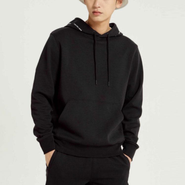 Calvin Klein Casual Drawstring Hoodie With Simple Print Men Tops Black J319701-BEH