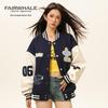 Women's Colorblock Embroidered Baseball Jacket