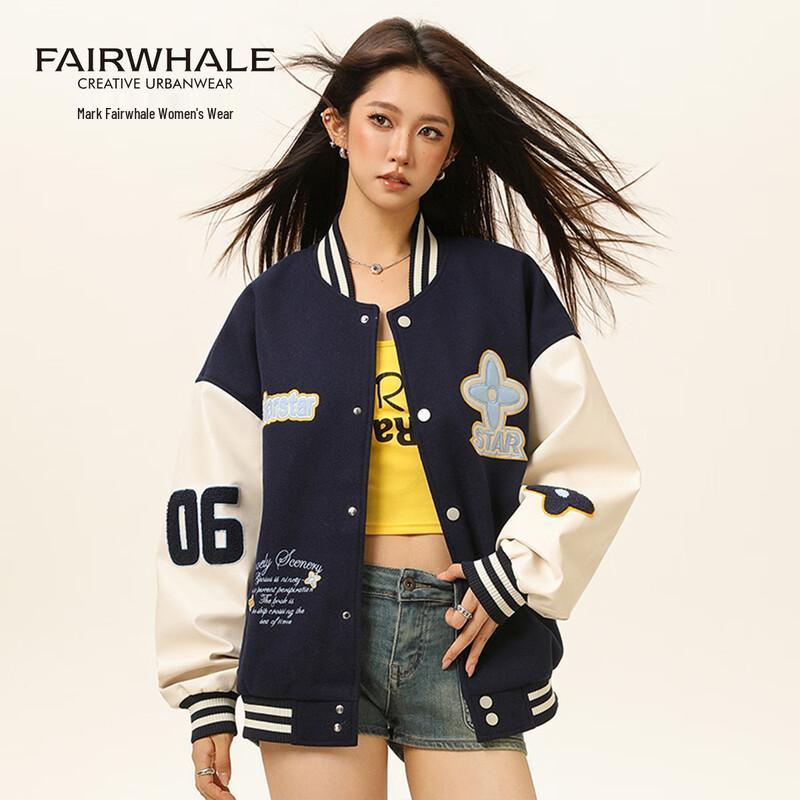 

Women s Colorblock Embroidered Baseball Jacket L
