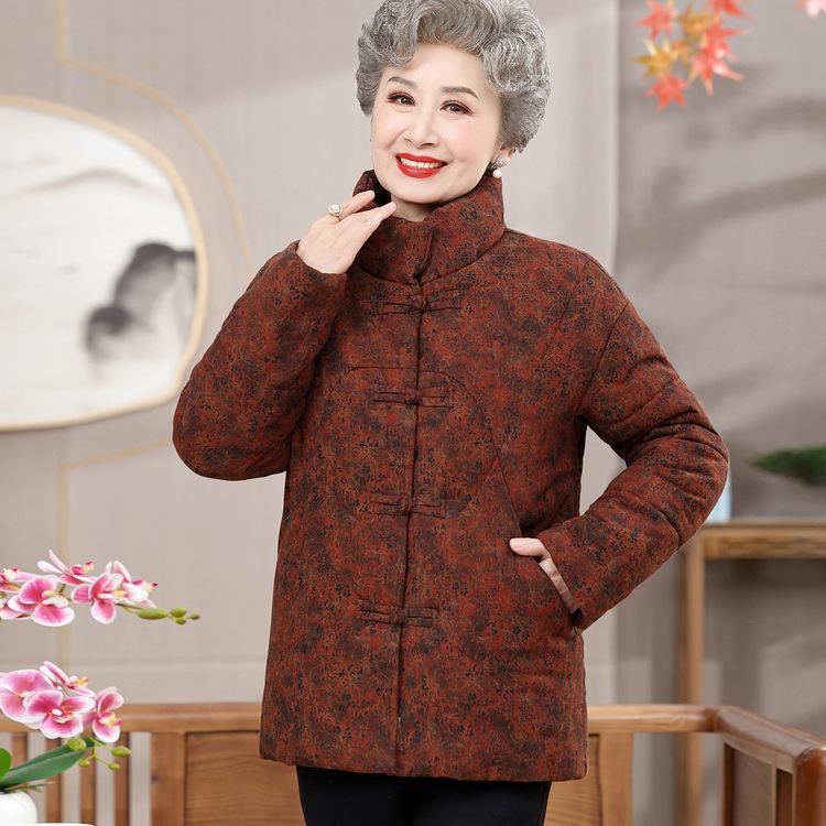 

Хлопковое пальто для женщин, среднего и пожилого возраста, плюс бархатное утолщенное хлопковое пальто с высоким воротником для зимнего стиля, пожилых, теплое пальто для мамы 5XL оранжевый