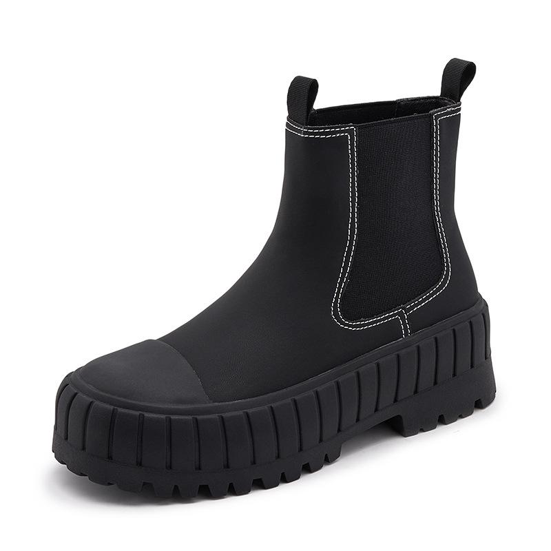 

Leather Martin boots women s velvet 2025 winter new thick-soled thermal casual short boots women s Korean version foot-covered cigarette tube boots 35