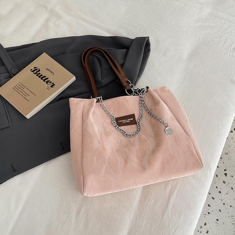 Fashionable Black Pink Beige Tote Bag With Unique Design Ideal For Students And Commuting