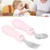 Baby Fork Spoon Set Stainless Steel Toddler Feeding Utensils Spoons Forks Tableware SetPink