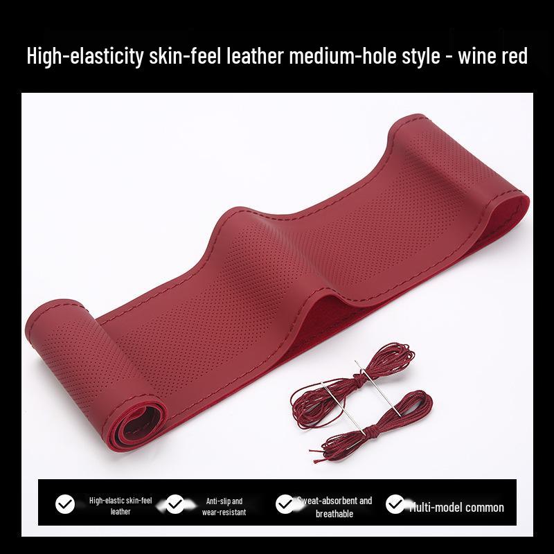 

Всесезонная оплетка на руль из искусственной кожи, ручной работы 38cm