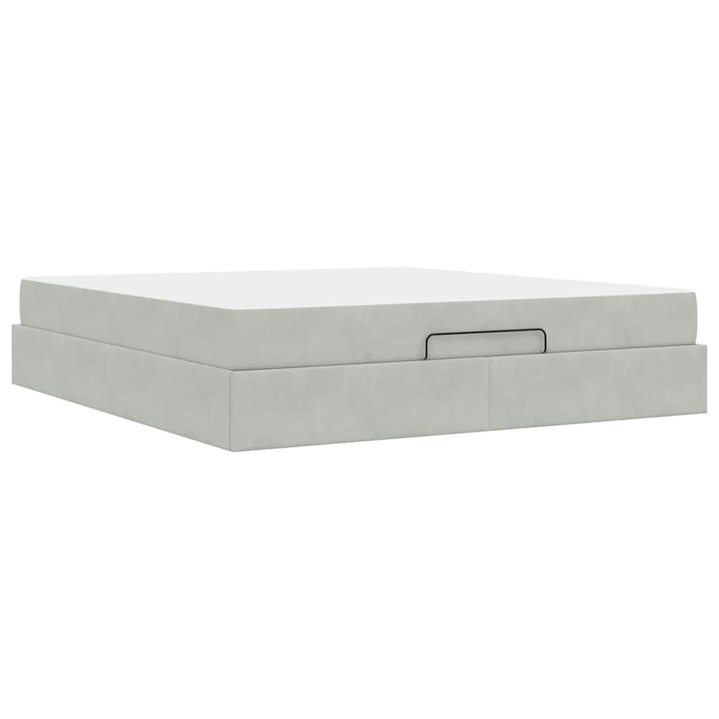 Bed Frame with Mattress 2 pcs Light Grey Velvet