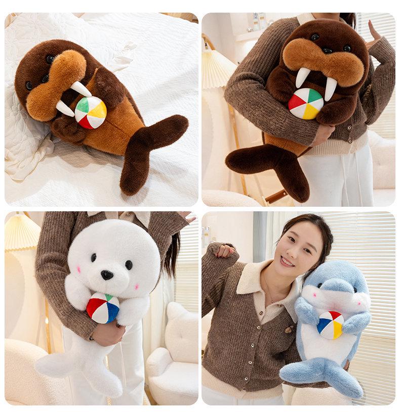 Hugging Ball Dolphin & Walrus Plush Toy - Cute Zoo Cushion for Kids