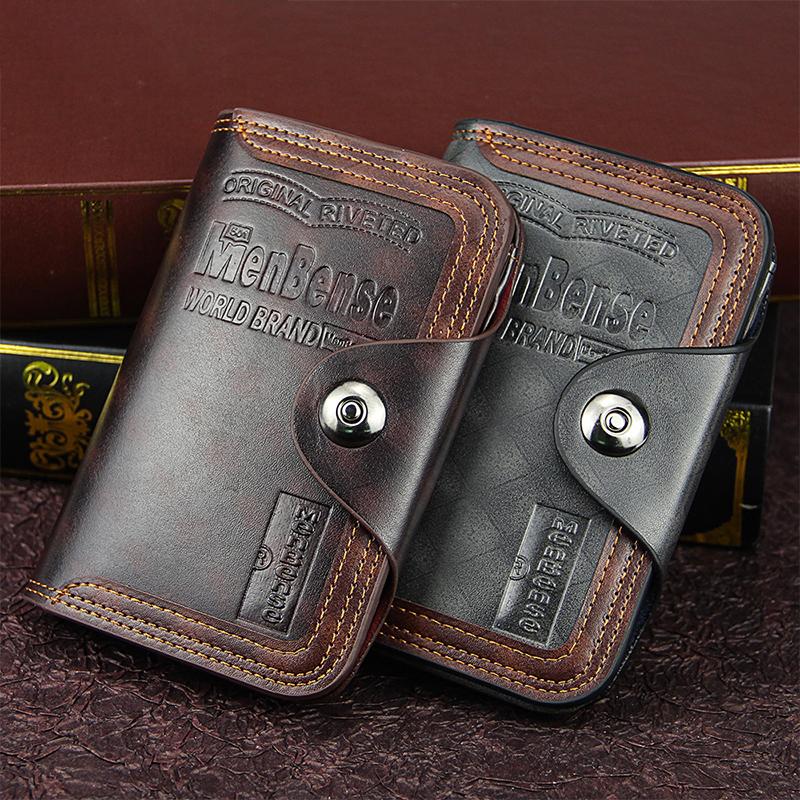 Vintage Men Wallet Card Holder Large Capacity Pu Leather Short Male Purse Id Credit Card Bag Men'S Tri-Fold Wallet Birthday Gift