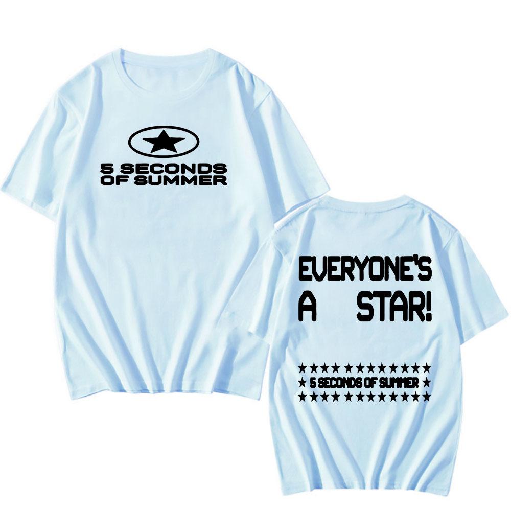 

5 SECONDS OF SUMMER Футболки гурту Кожен - Зірка Футболка з альбому З коротким рукавом Круглий виріз Бавовняні футболки Одяг з графічним принтом Топ M