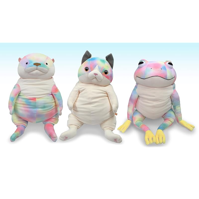 Shinada Global Mochi Series Mochikaeru Rainbow XL Plush Toy, XL Size, 35 X 35 X 50cm, Animal, MOKR-0900R