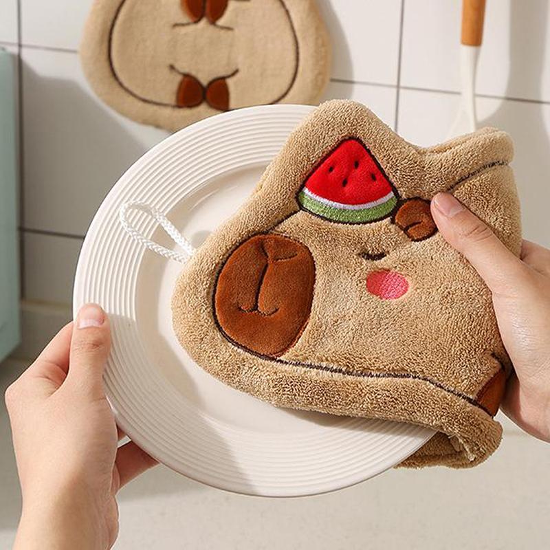 Cartoon Handtuch Niedliches Wasserschwein Hängehandtuch Küche Badezimmer Gesichtswaschlappen Meerschweinchen Korallenfleece Schnelltrocknendes Handtuch