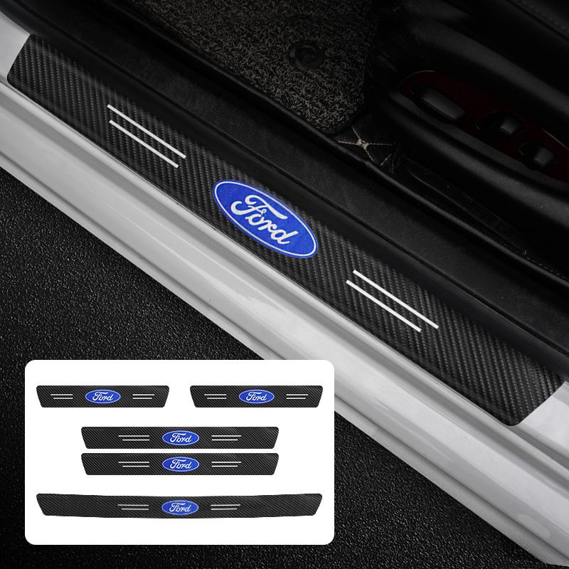 Carbon Fiber Car Door Sill Threshold Anti Scratch Protector Sticker For Ford Fiesta Focus 2 3 MK2 MK3 Ranger Mondeo Fusion Kuga
