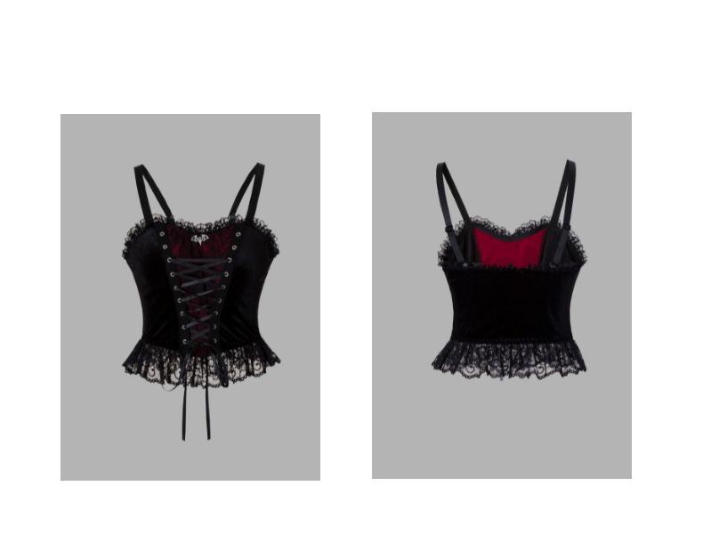 Velvet Lace-up Gothic Corset Camisole - Halloween Style