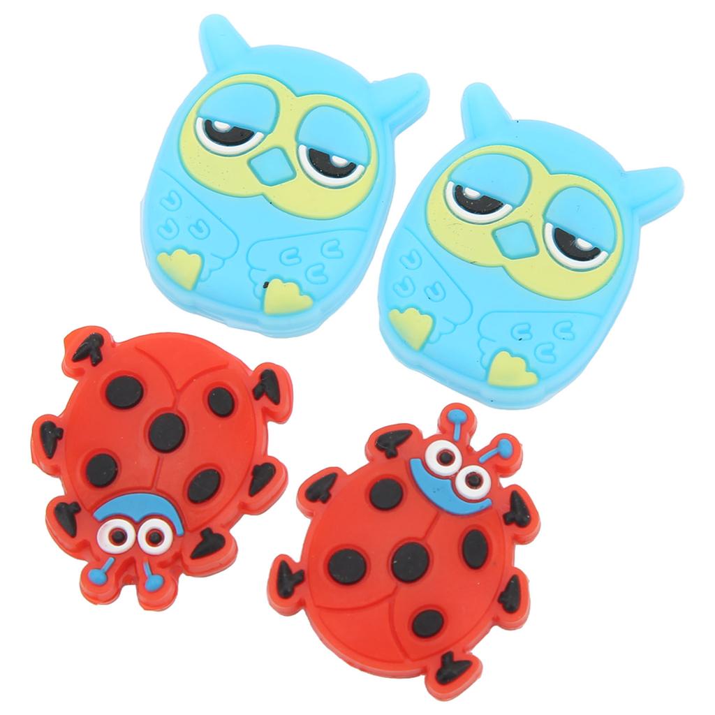 4 PCS Tennis Racket Vibration Dampener Cartoon Animal Shape Tennis Shock Absorber Red Ladybird