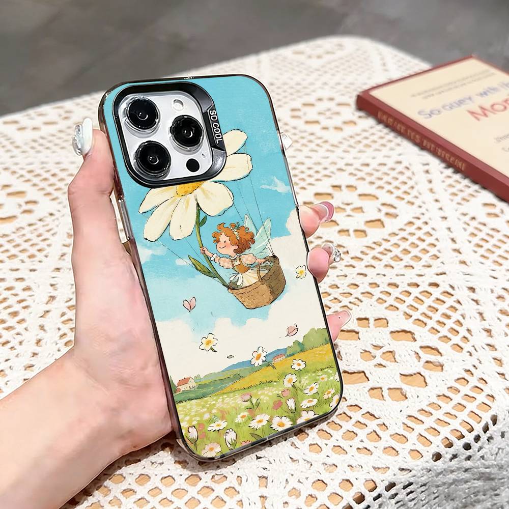 Fairy's Flower Dream Phone Case For iPhone 17,16,15,14,13,12,11 Plus,Pro Max,XS,Colored silver phone case