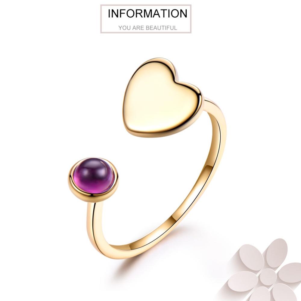 Gold Platinum Rose Gold Plated Heart 925 Sterling Silver Love Adjustable Ring for Women Jewelry