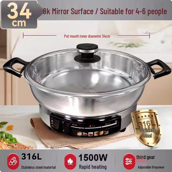 Sartén Eléctrica Multifunción y Plancha CUKO con Tapa de Acero Inoxidable