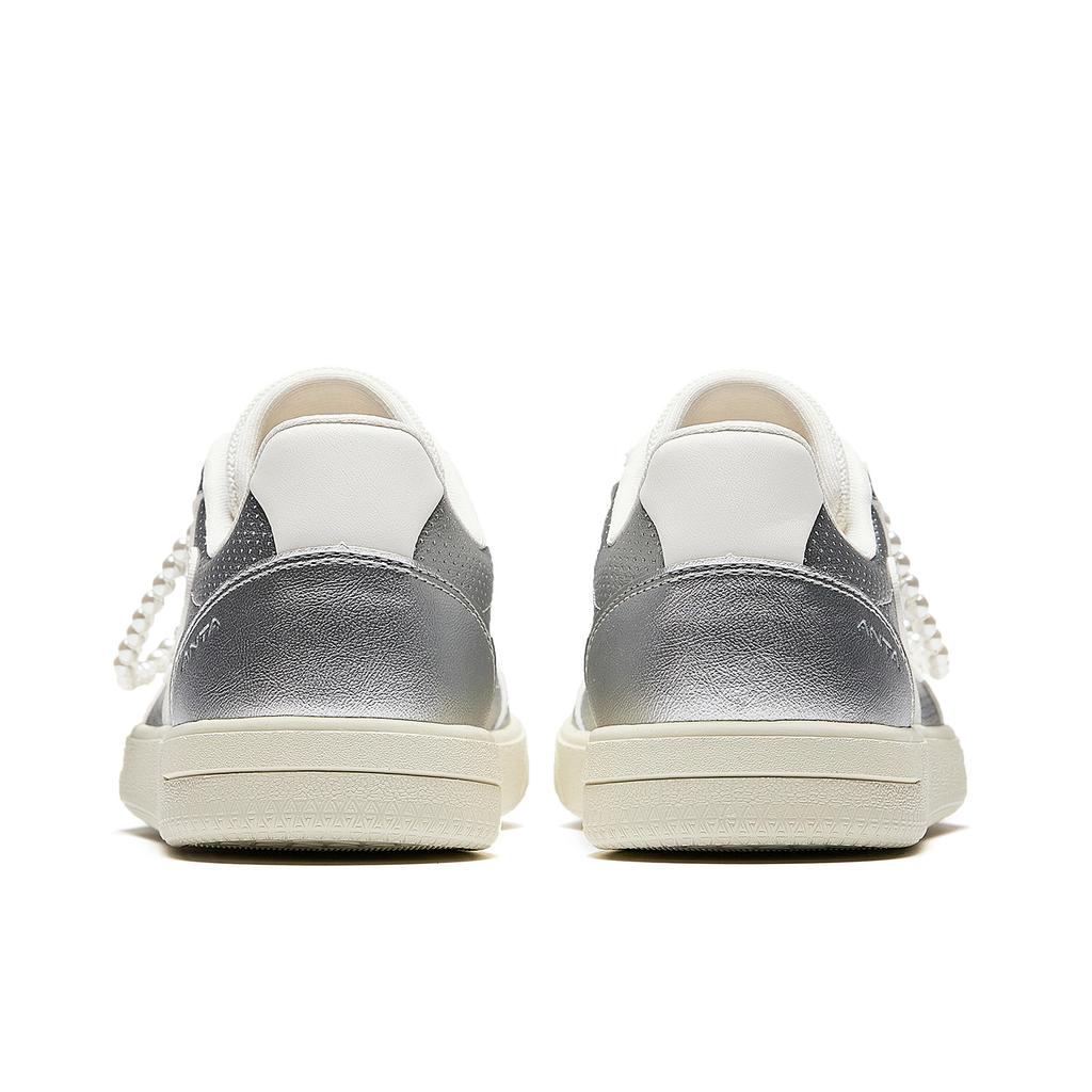 Anta Classic Thin Sole Ballet Style Casual Shoes Women Sneakers Silver White 922618009-9