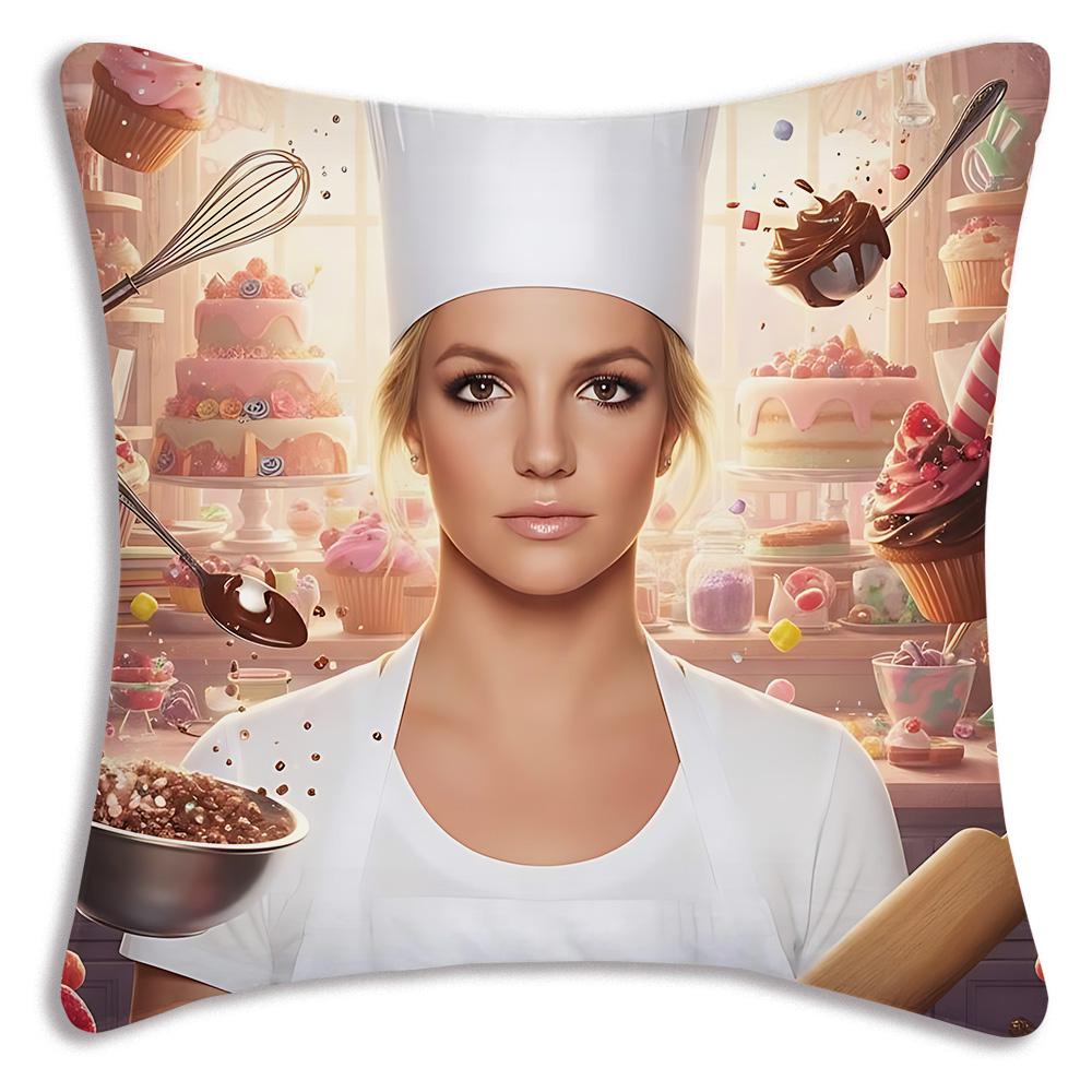 Star d-De Britneys-Spears Singer Pillow Covers Cartoon Sofa Decorative Home Double-sided Printing Short Plush Cute Cushion Cover