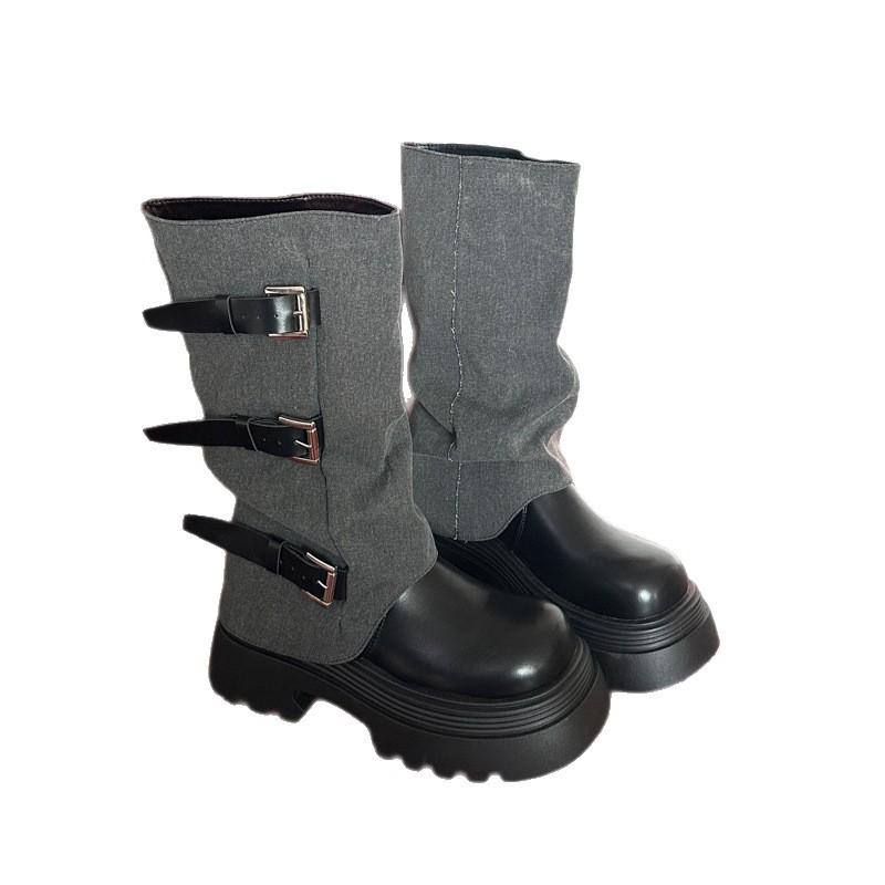 Yueyu thick-soled trousers, Martin boots, knight boots, women's 2025 new summer western cowboy stacking boots, tall boots