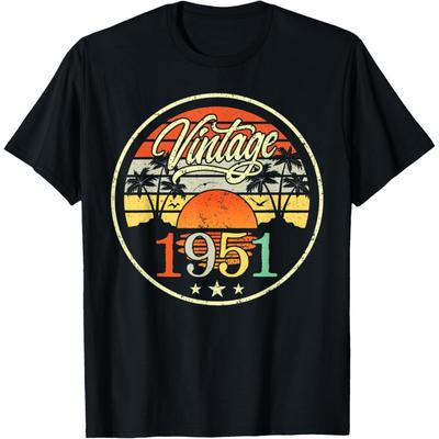 Mb 71st Birthday Vintage 1951 Retro Sunset Coconut Trees T-Shirt