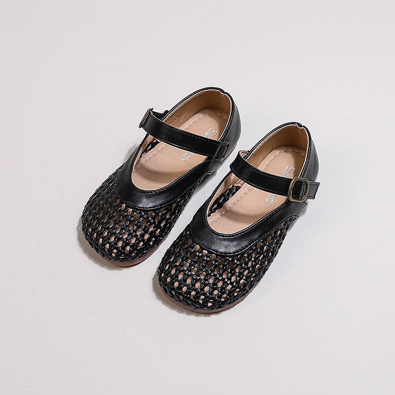 

Girls woven small leather shoes summer new product, Korean grandma shoes, children s hollowed out casual toe sandals 23