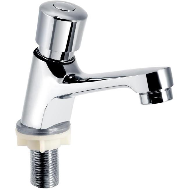 Bathroom Sink Taps, Public Kitchen Bathroom Chrome Plated Self Closing Water Saving Time Delay Basin Sink Tap Faucet.