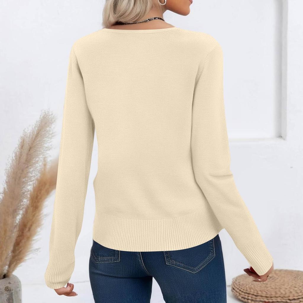 Women's Fashionable Casual Solid Color Long Sleeve Top
