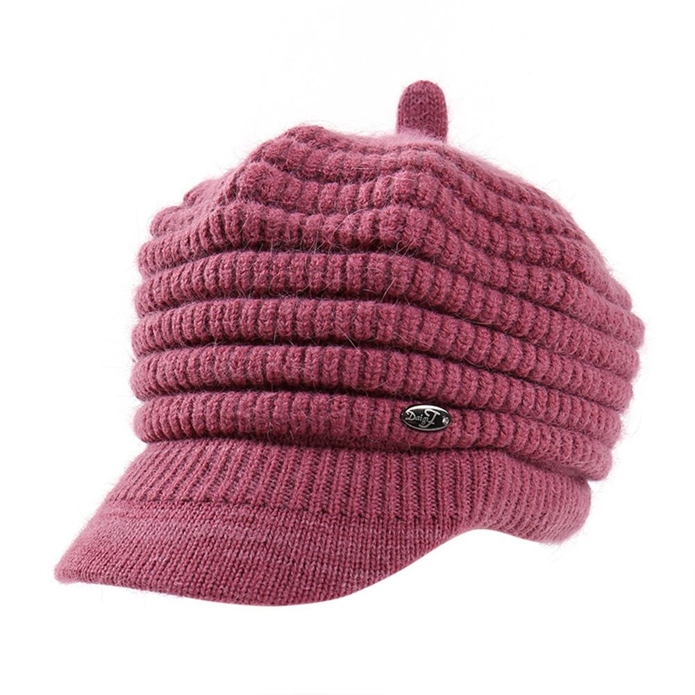 Women Winter Fleeced Warm Cap Beanies Knitted Peaked Hat