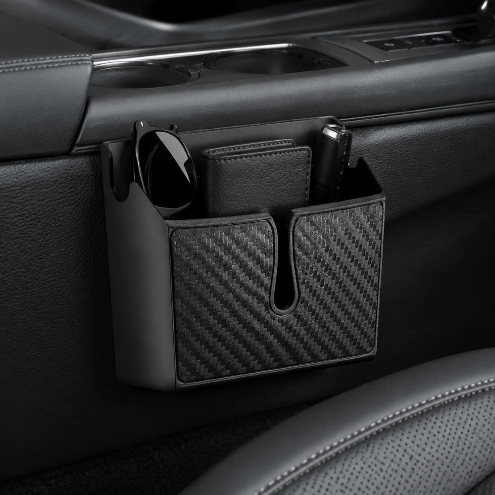 Carbon Fiber Pattern Car Seat Gap Storage Seat Gap Organizer Box Car Interior Storage