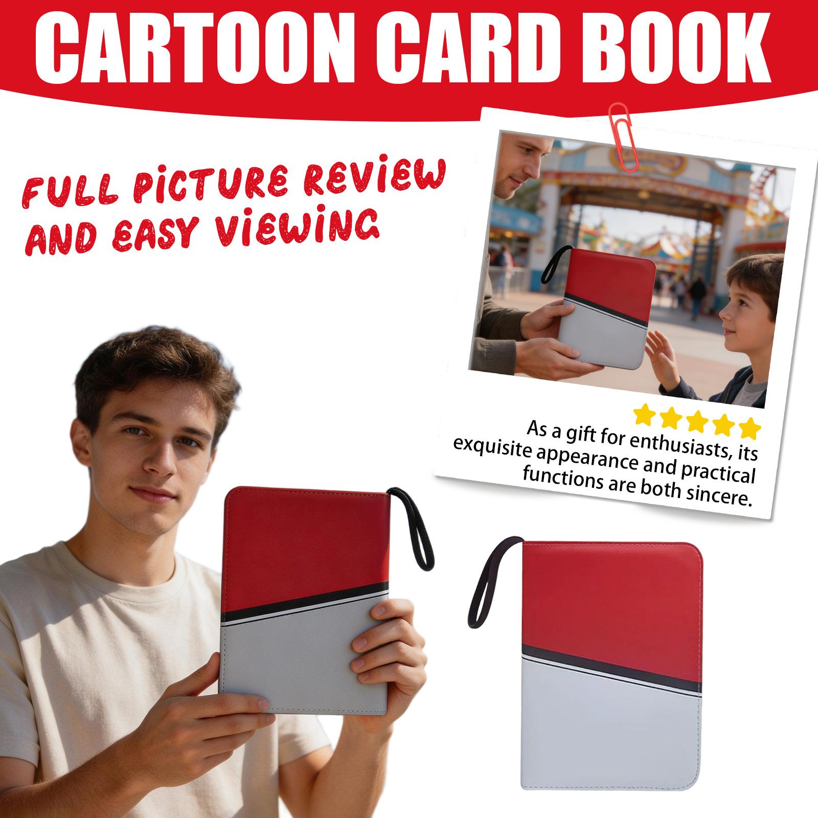 

4 Pocket Trading Card Binder, 50 Pages 400 Pockets, PU Trading Card Album Folder, Portable Card Storage Case Collection Book Gifts For Boys Girls One Size красный