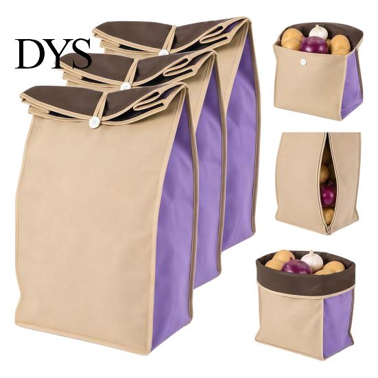 Foldable Produce Storage Bags Self Sealing Potato Bag, Breathable Non-woven Roll Top Closures Kitchen Cabinet Organization Bins Organizer, Reusable
