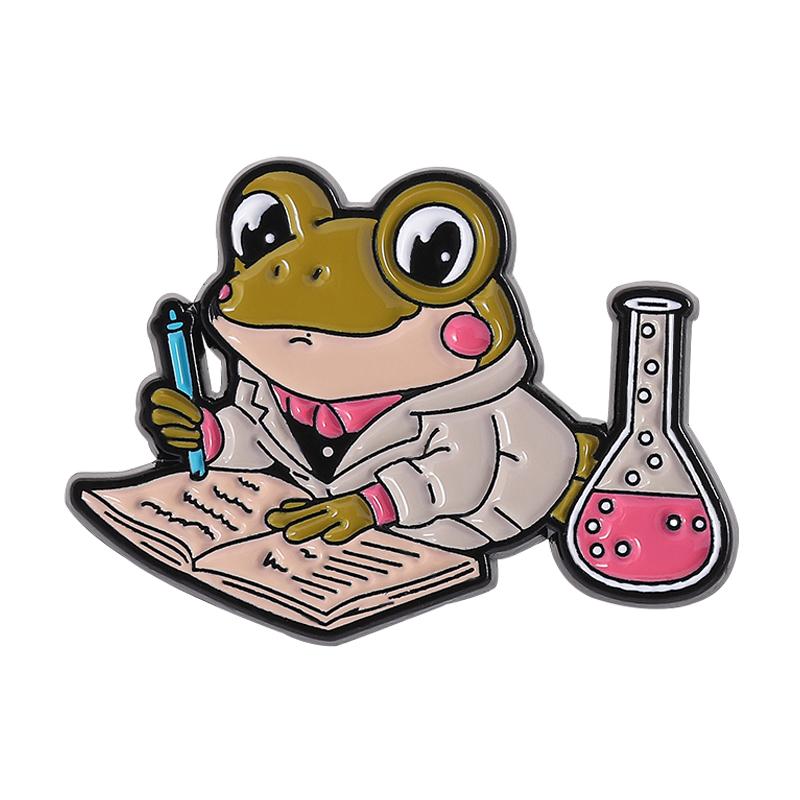 

Science Laboratory Frog Enamel Pin Science Teacher Beakers And Test Tubes Microscope Brooch Lapel Badge Jewelry Gift for Friends