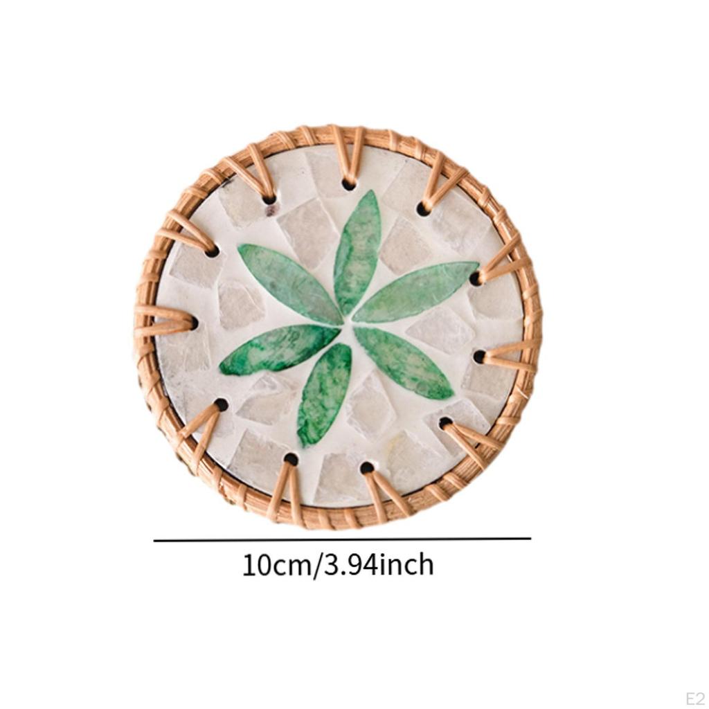 Handmade Rattan Coaster Cup Holder Mat 10cm Diameter Home Decor Placemat Pad Drink for Gift