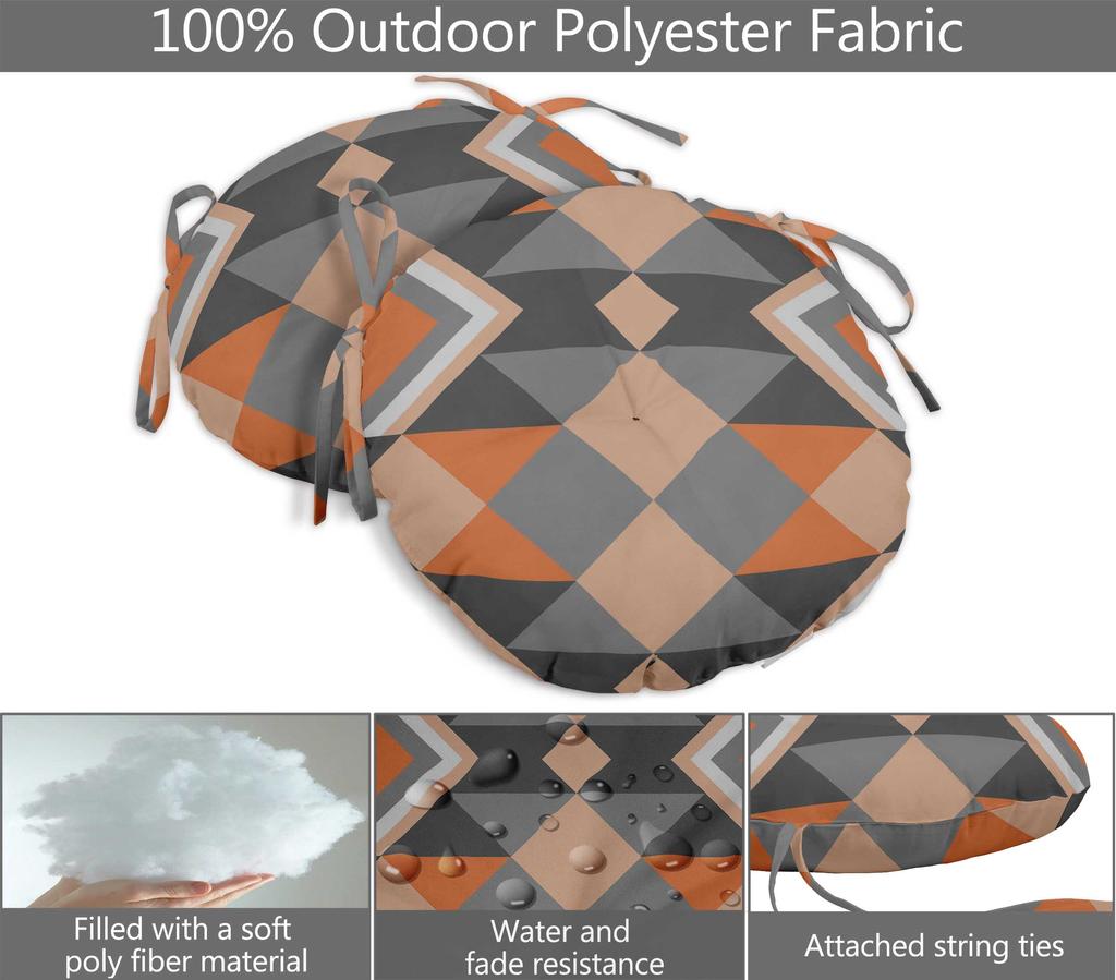 Vargottam Indoor Outdoor Round Bistro Chair Cushions Block Print 15-Inch Bistro Chair Pads Waterproof Seat Chair Cushion For Home