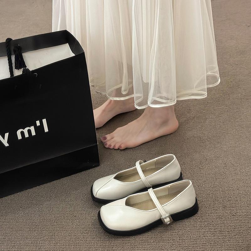 [Uncle Shoe] Small Leather Shoes French Mary Jane Shoes Women's Soft-soled Gentle Shoes Shoes Skirt Spring and Summer with Single Shoes Flat Bottom